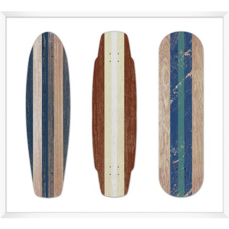 Vintage Skateboards Trio 3-Wendover-WEND-WTUR0385-Wall Art-1-France and Son