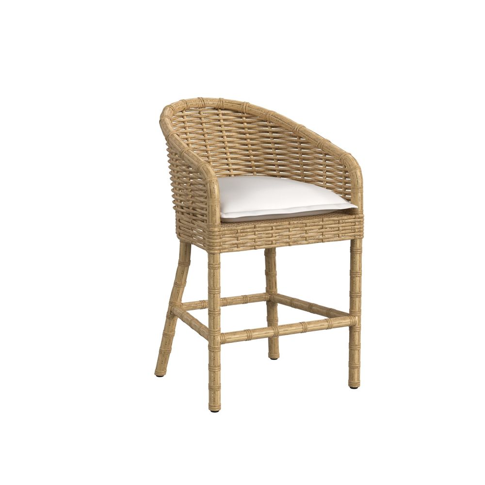Outdoor Bar Stools Playa Barstool in Soothe Pearl w/ Flange Welt