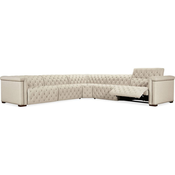 Vanguard Deux 5 Seat Sectional with Four Power Recliners and Six Power Headrests - Beige