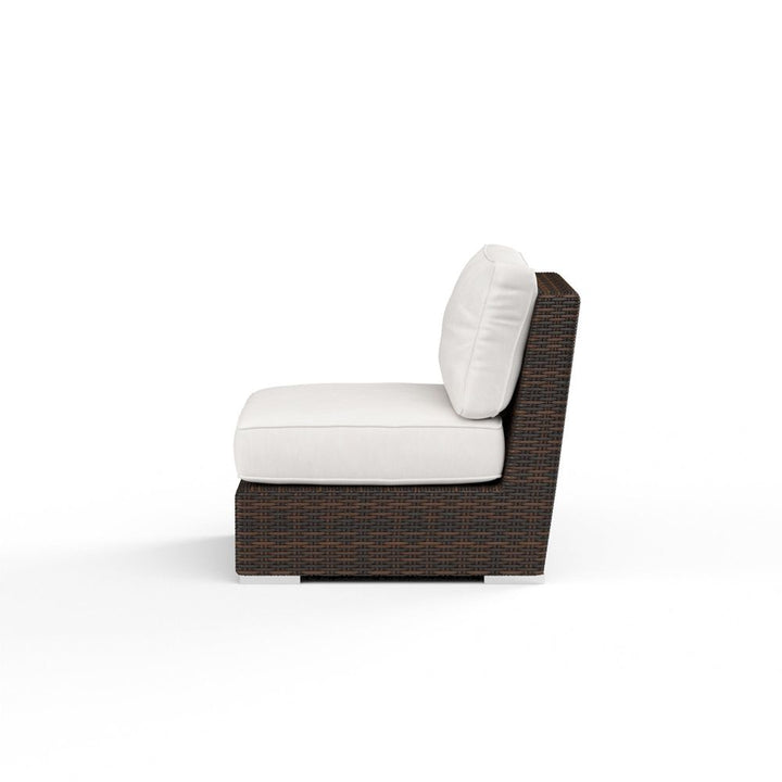Outdoor Lounge Chairs Montecito Armless Club Chair in Canvas Flax w/ Self Welt