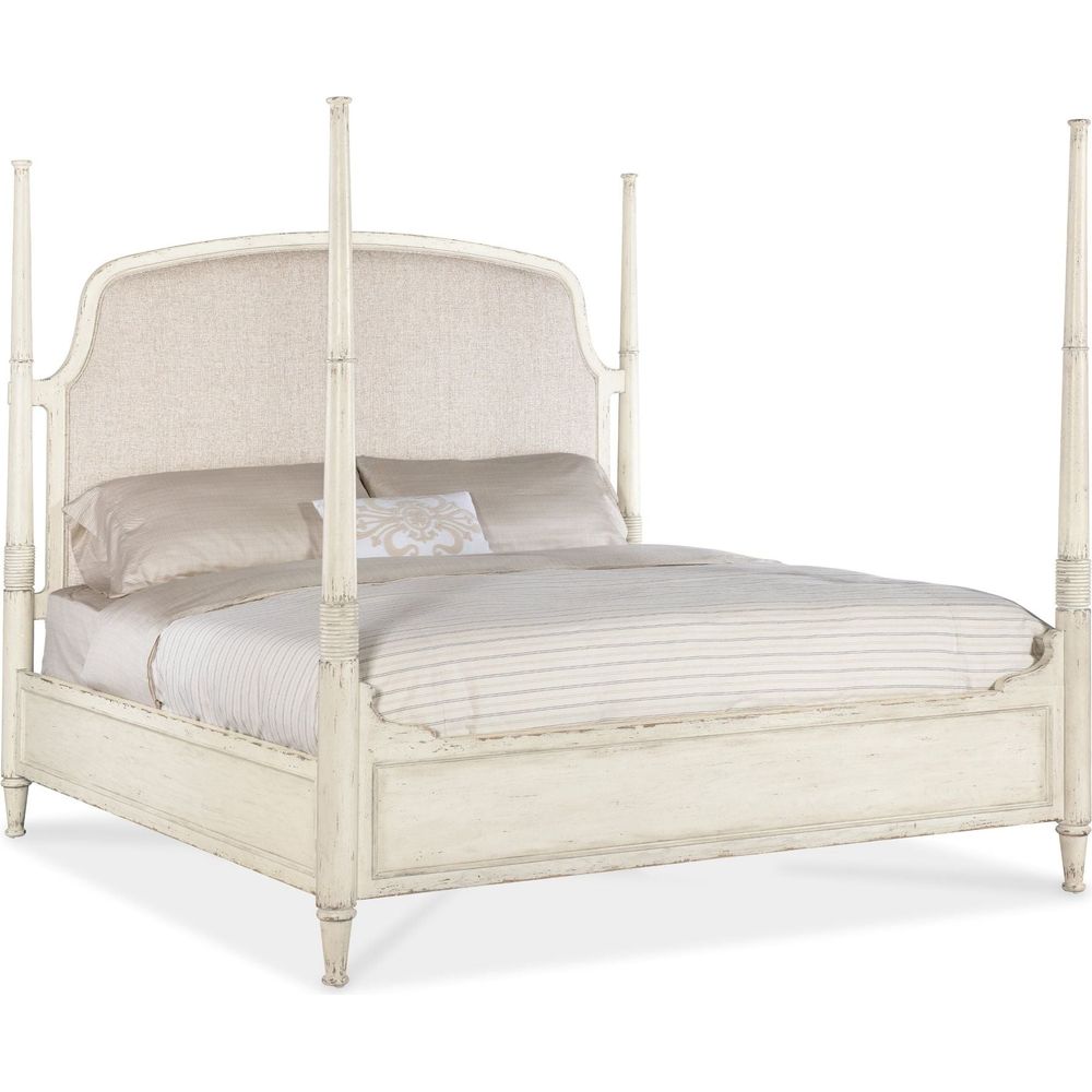 Beds Americana King Upholstered Poster Bed - Light Wood