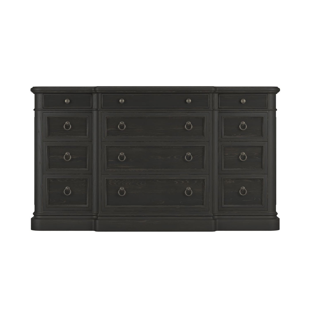 Atrium 12 Drawer Dresser — hand rubbed black with undertones of brown