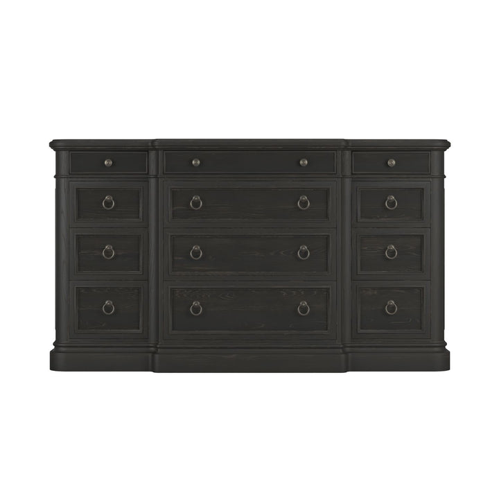 Atrium 12 Drawer Dresser — hand rubbed black with undertones of brown