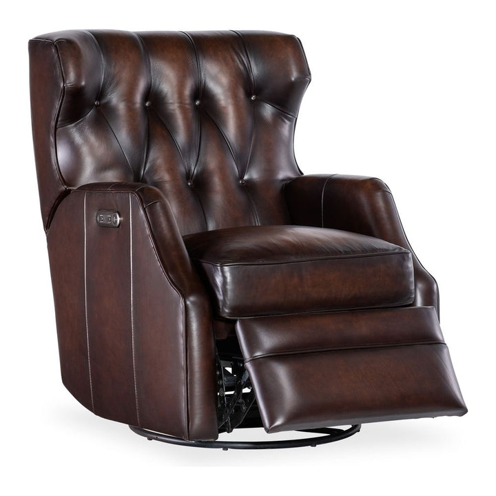 Lounge Chairs: Recliners Seraphine Power Swivel Glider Recliner - Dark Brown