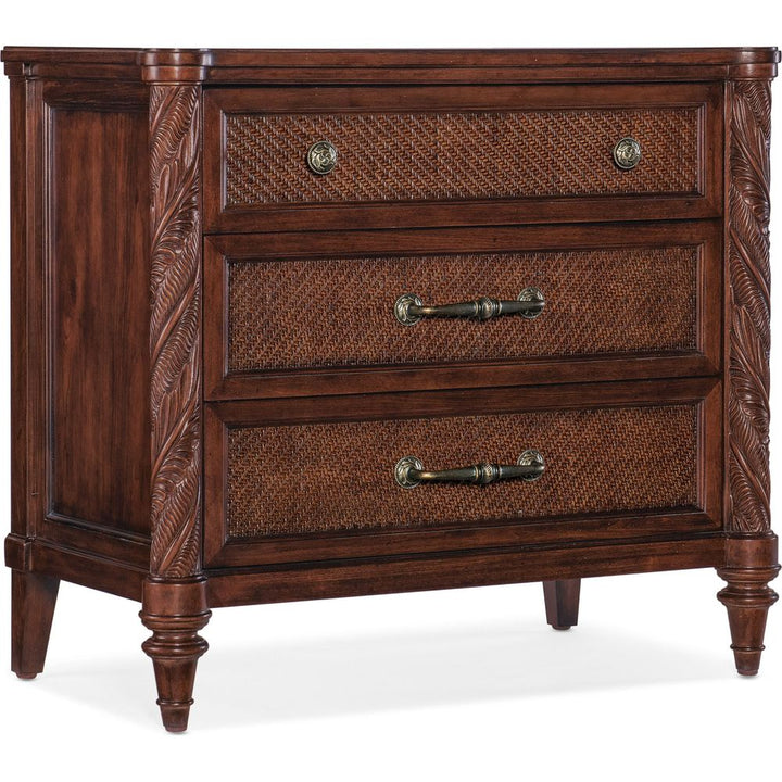 Nightstands Charleston Three-Drawer Bar Pull Nightstand - Dark Wood