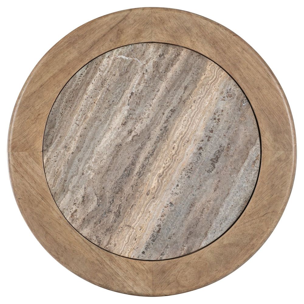 Terrace Row Round Pedestal End Table - Light Wood