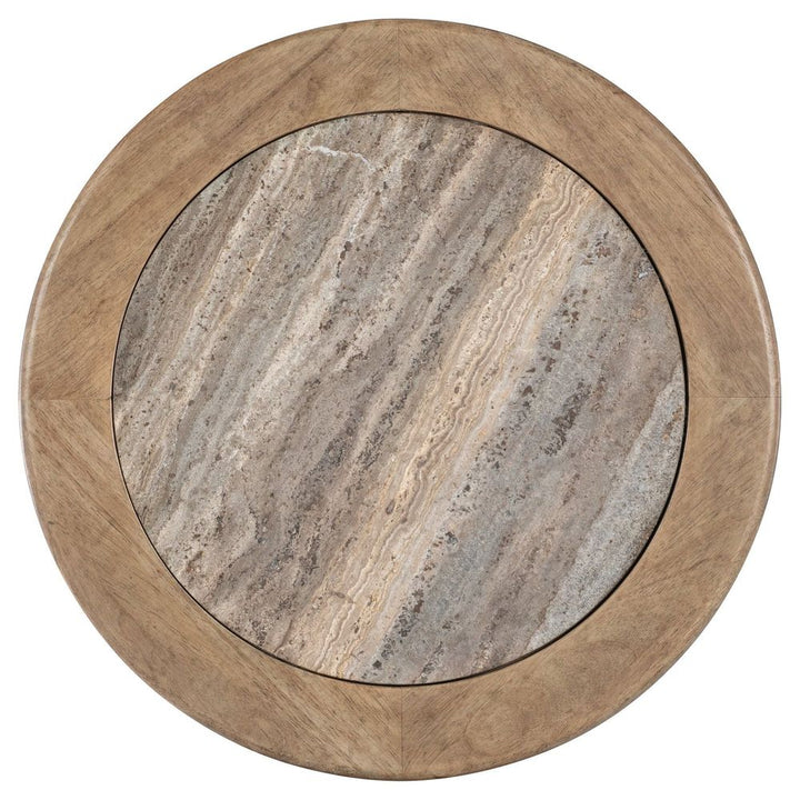 Terrace Row Round Pedestal End Table - Light Wood