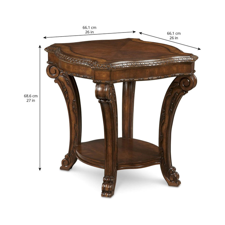 Old World Rectangular End Table - Brown