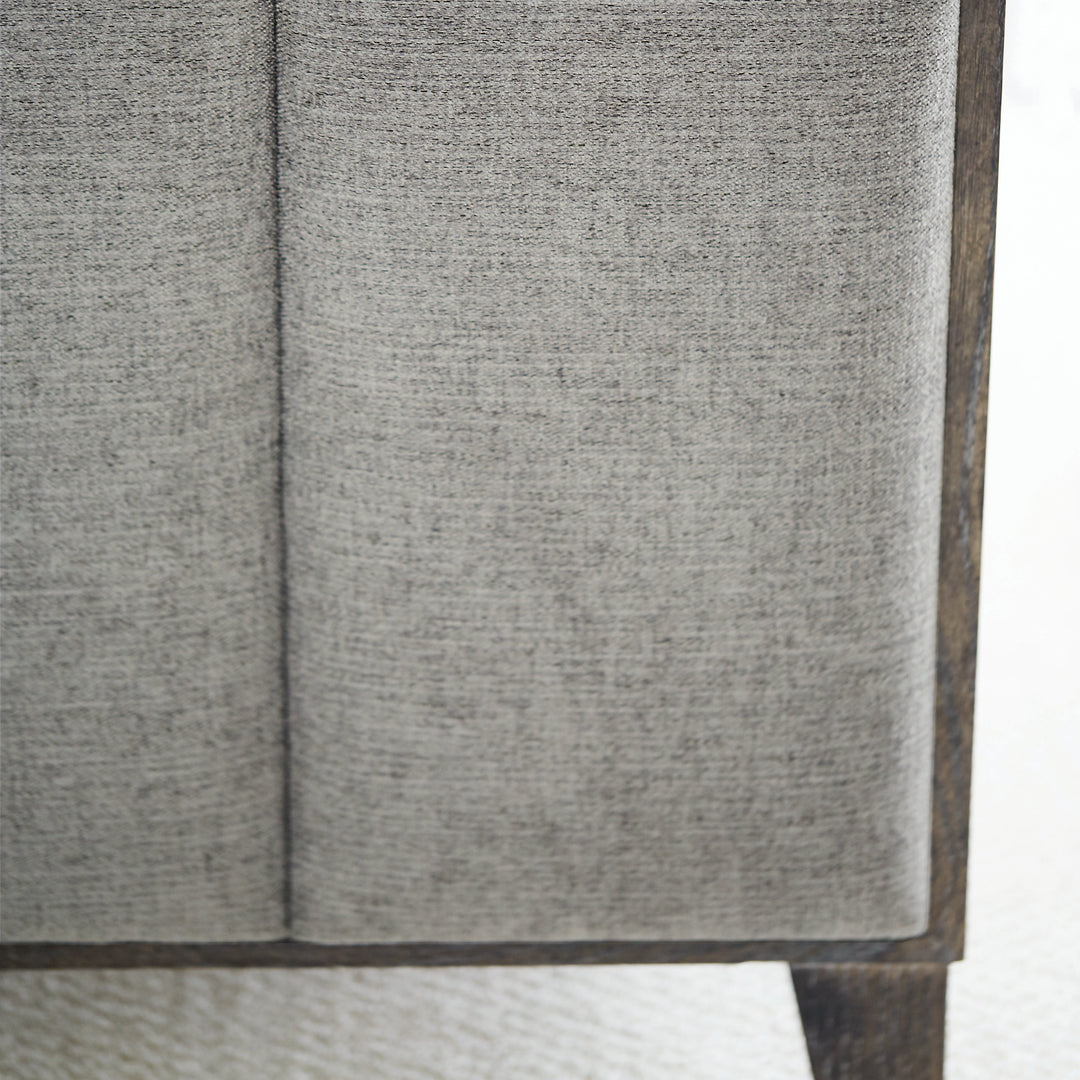 Linea California King Panel Bed with Upholstered Headboard and Footboard in Cerused Charcoal Finish