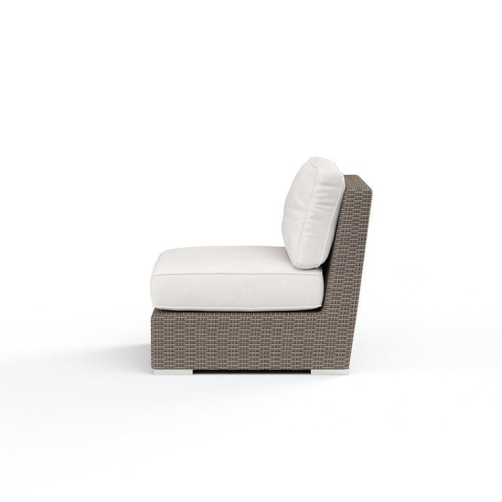 Outdoor Lounge Chairs Coronado Armless Club Chair in Canvas Flax w/ Self Welt
