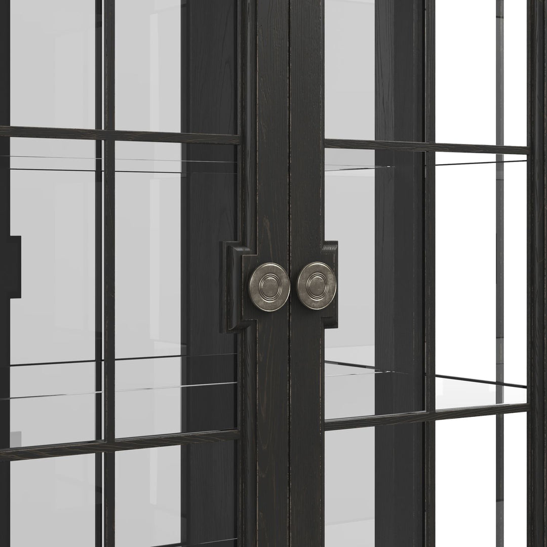 Atrium Glass 2 Door Cabinet — hand rubbed black with undertones of brown