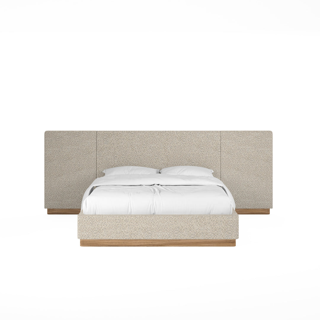 Portico King Upholstered Bed with End Panel - Brown