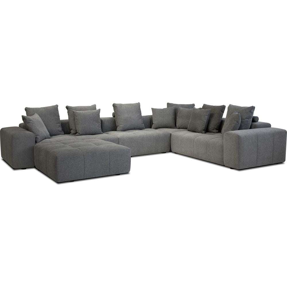 Stools & Ottomans Mallow Ottoman Smoke Grey Chenille Fabric