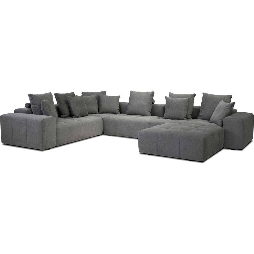 Stools & Ottomans Mallow Ottoman Smoke Grey Chenille Fabric