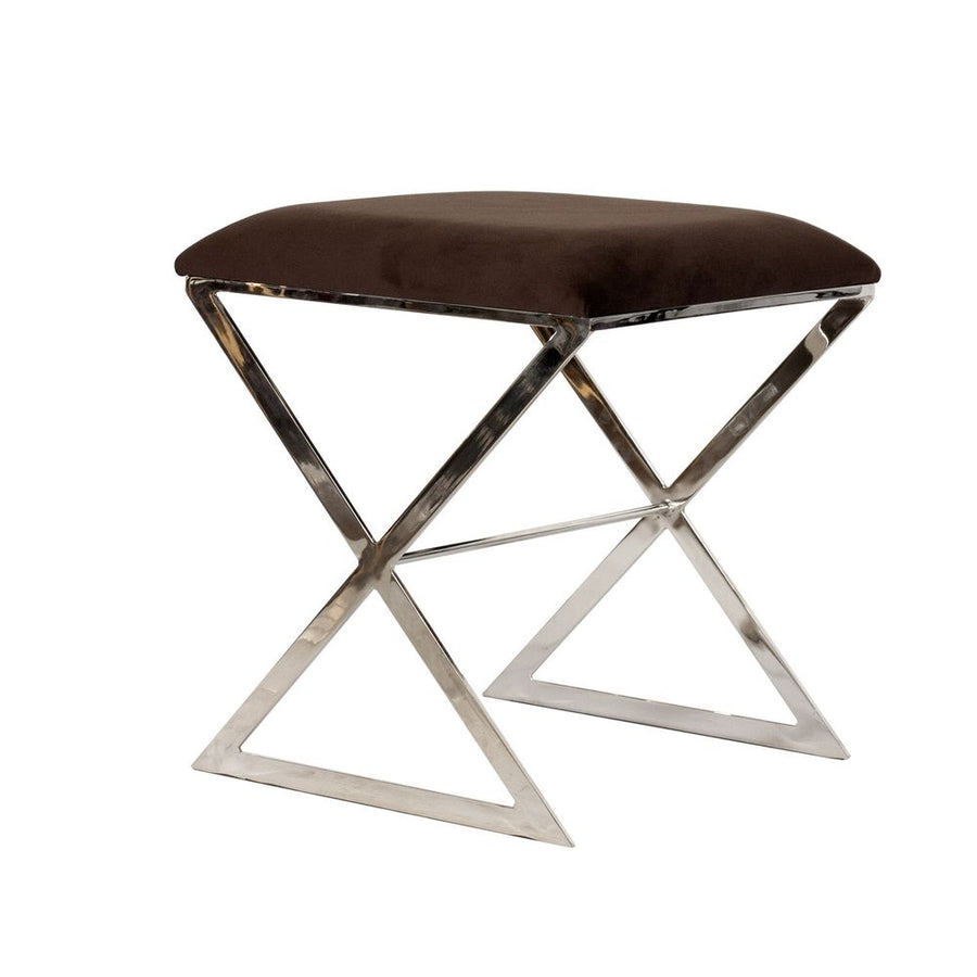 Stools & Ottomans X Side Stool Nickel Brown Velvet