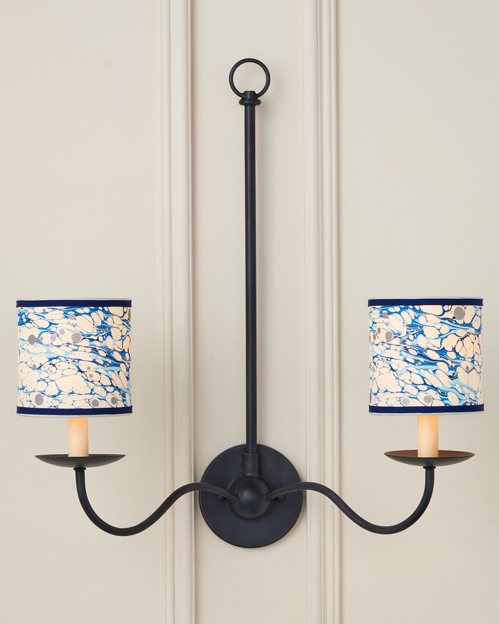 Marble Blue Lace Paper Drum Chandelier Shade