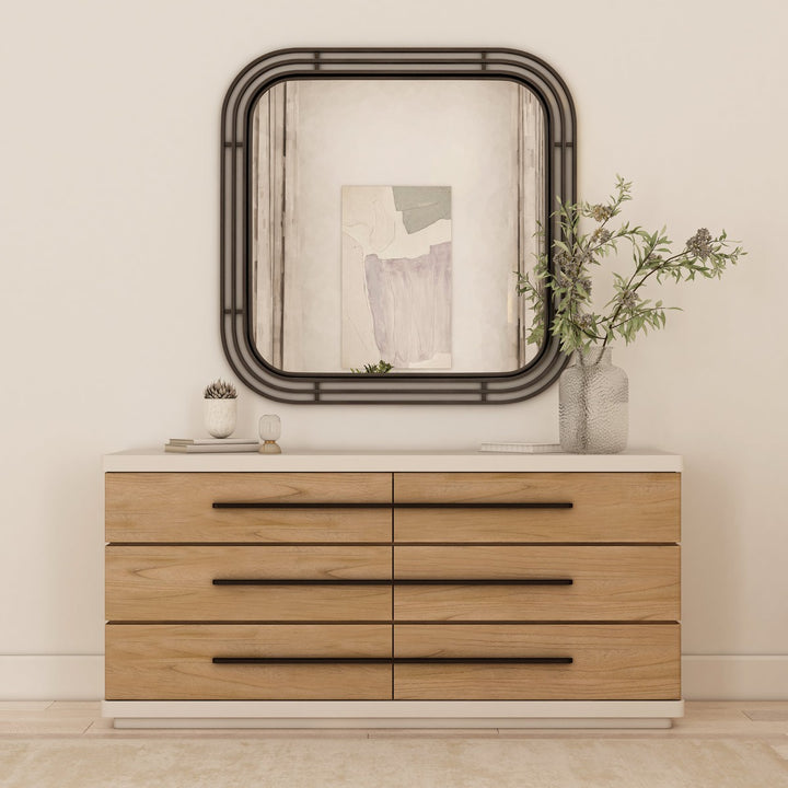 Portico Square Mirror - Black