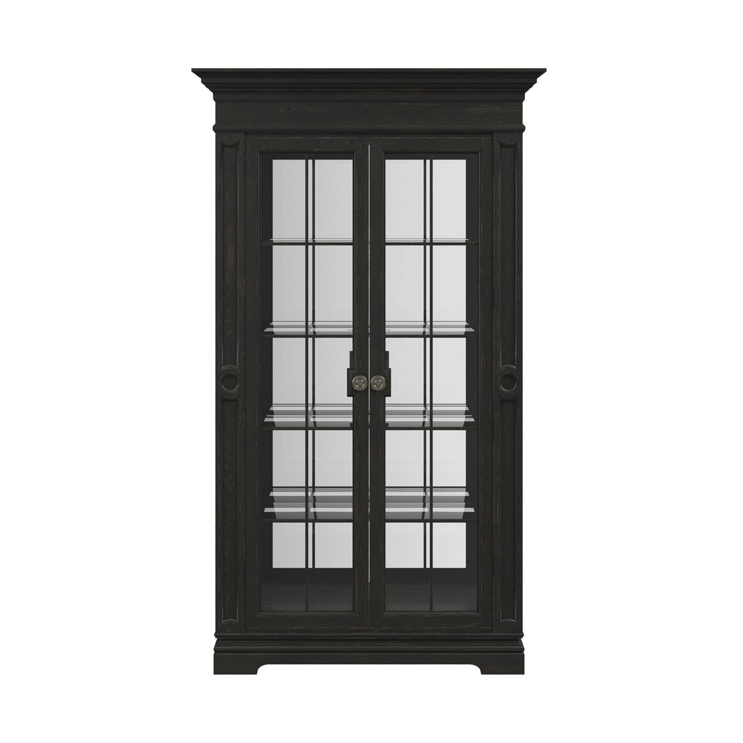 Atrium Glass 2 Door Cabinet — hand rubbed black with undertones of brown