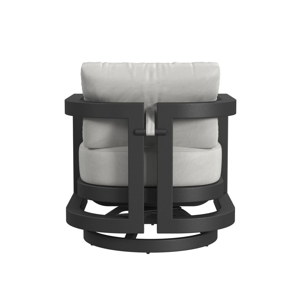 Outdoor Lounge Chairs Malibu Swivel Chair in Cast Silver, No Welt