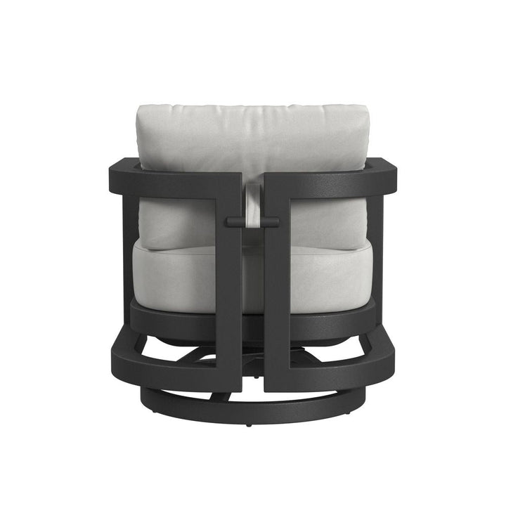 Outdoor Lounge Chairs Malibu Swivel Chair in Cast Silver, No Welt