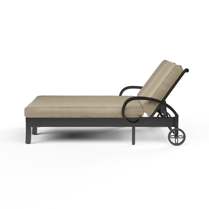 Outdoor Chaises Monterey Double Chaise in Linen Stone w/ Selt Welt