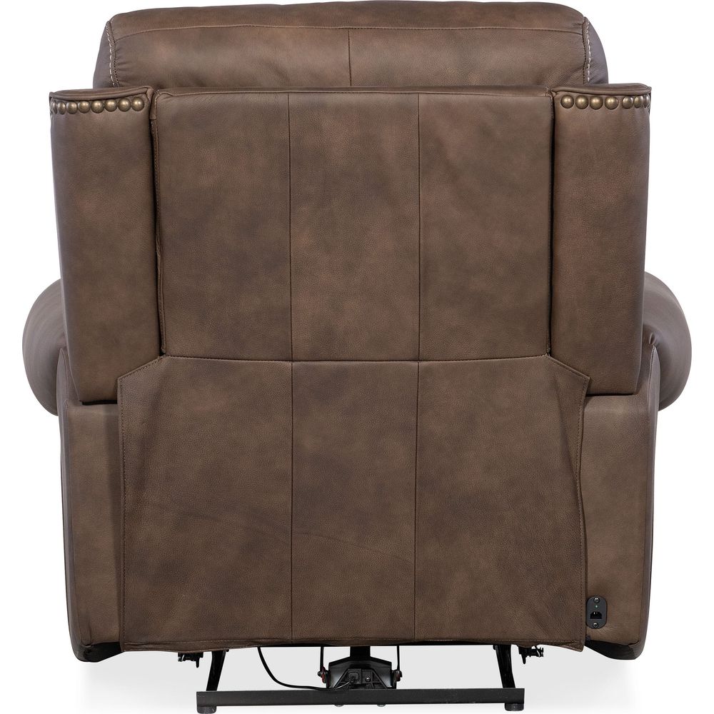 Duncan Power Recliner with Power Headrest & Lumbar - Dark Brown