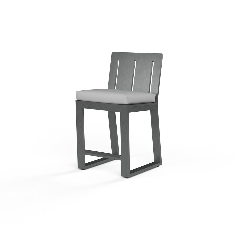 Outdoor Bar Stools Redondo Barstool in Cast Silver, No Welt