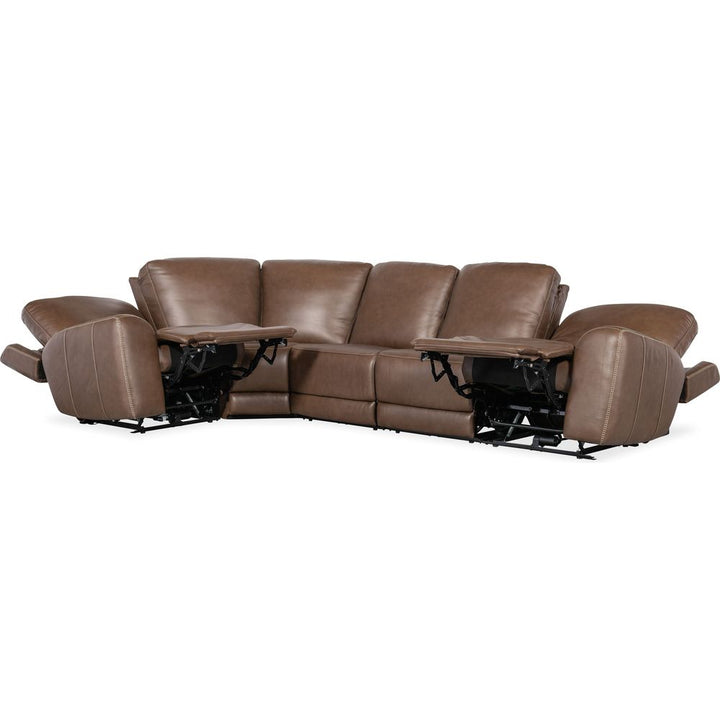 Sectionals: Recliners Torres 5 Piece Sectional with Power Recline & Power Headrest (Configuration 1) - Brown