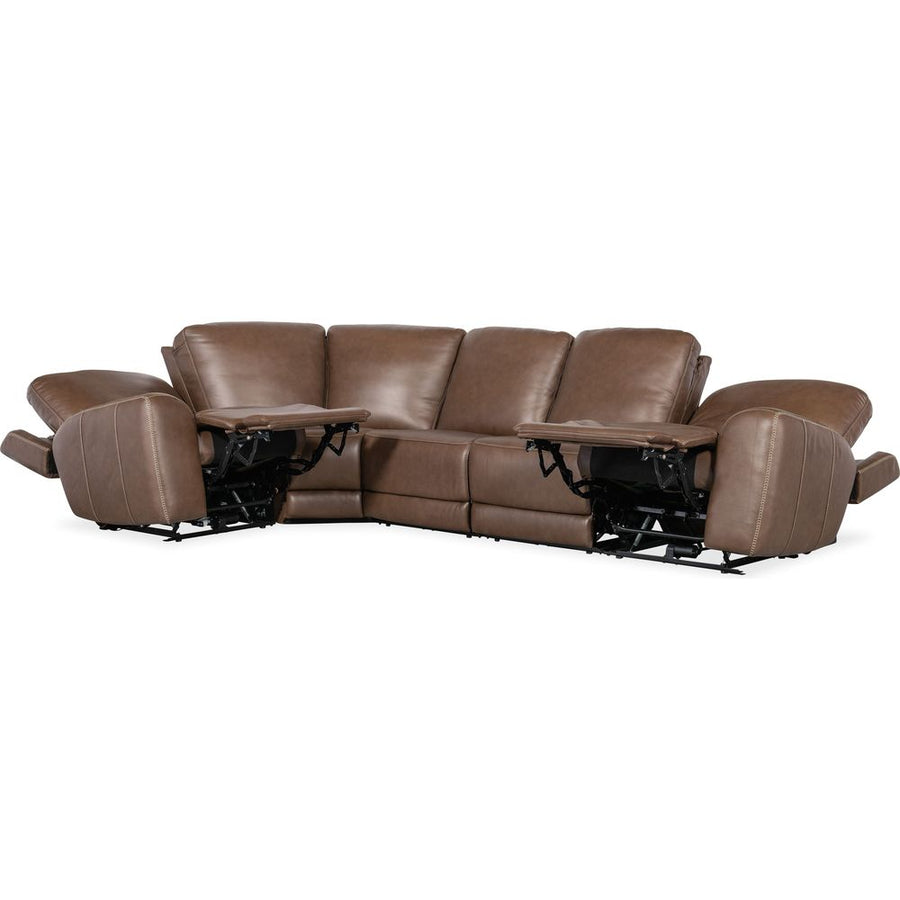 Sectionals: Recliners Torres 5 Piece Sectional with Power Recline & Power Headrest (Configuration 1) - Brown