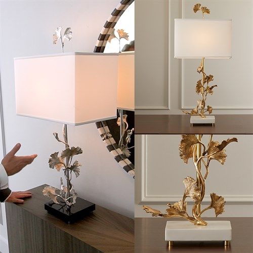 Ginkgo Table Lamp-Nickel