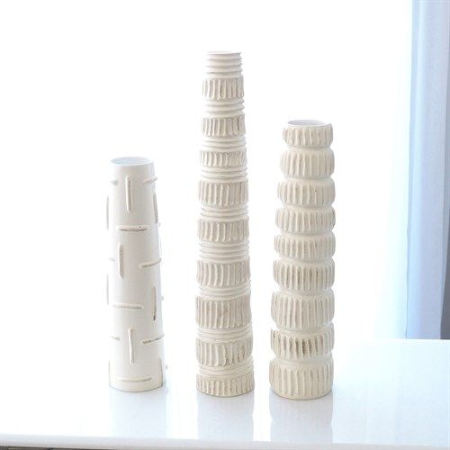 Totem Vase-Antique White-Lg