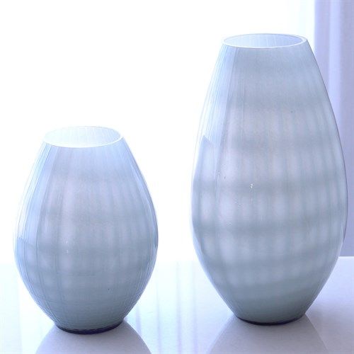 Cased Glass Grid Vase-Blue-Lg