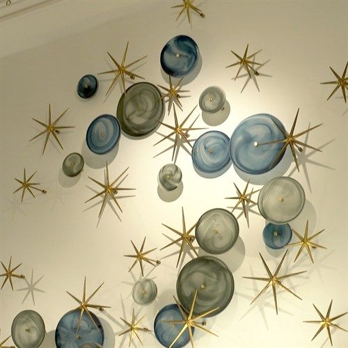 Wall Decor S/3 Crosshatched Wall Discs-Blue Swirl