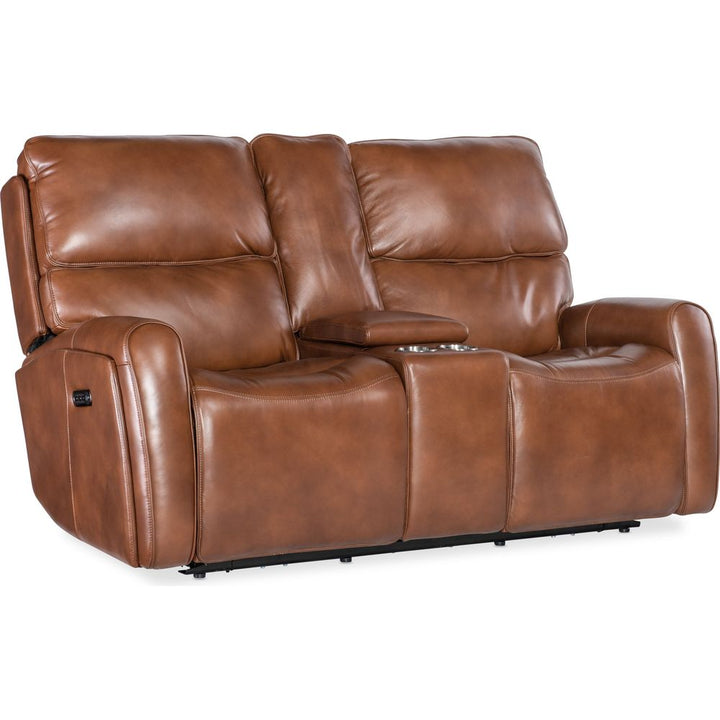 Crosby Zero Gravity Power Console Loveseat with Power Headrest and Lumbar - Brown