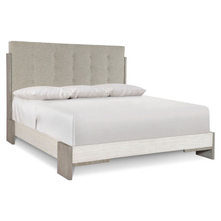 Foundations Upholstered Button Tufted King Panel Bed