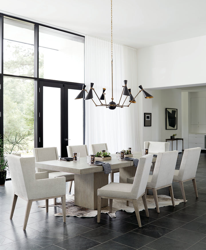 Linea Upholstered Arm Chair in Cerused Greige Finish