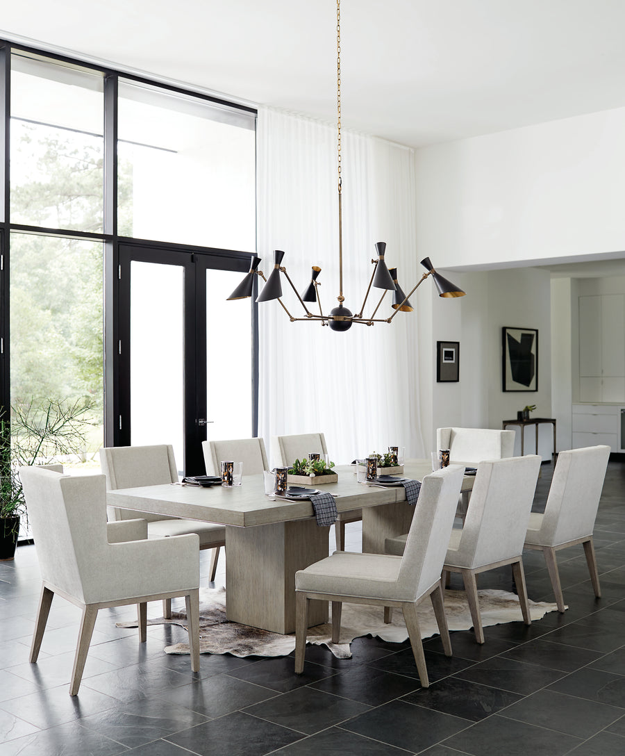 Linea 9-Piece Dining Set in Cerused Greige Dining Table