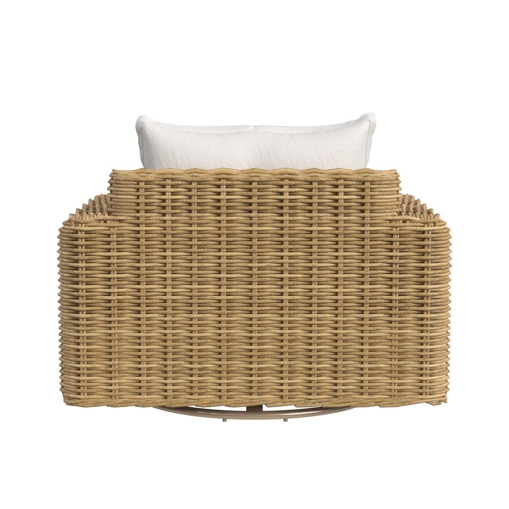 Outdoor Lounge Chairs Playa Oversized Swivel Club Chair in Soothe Pearl w/ Flange Welt