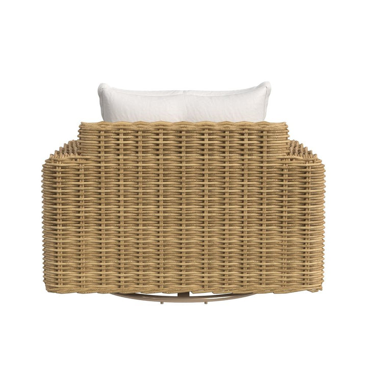 Outdoor Lounge Chairs Playa Oversized Swivel Club Chair in Soothe Pearl w/ Flange Welt