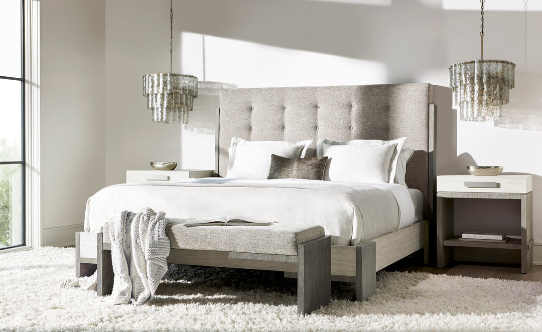 Foundations Upholstered Button Tufted King Panel Bed