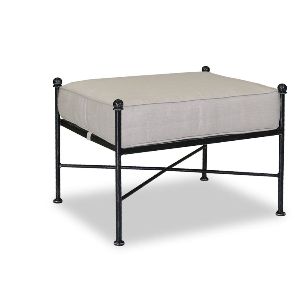 Outdoor Ottomans Provence Ottoman in Canvas Flax w/ Self Welt