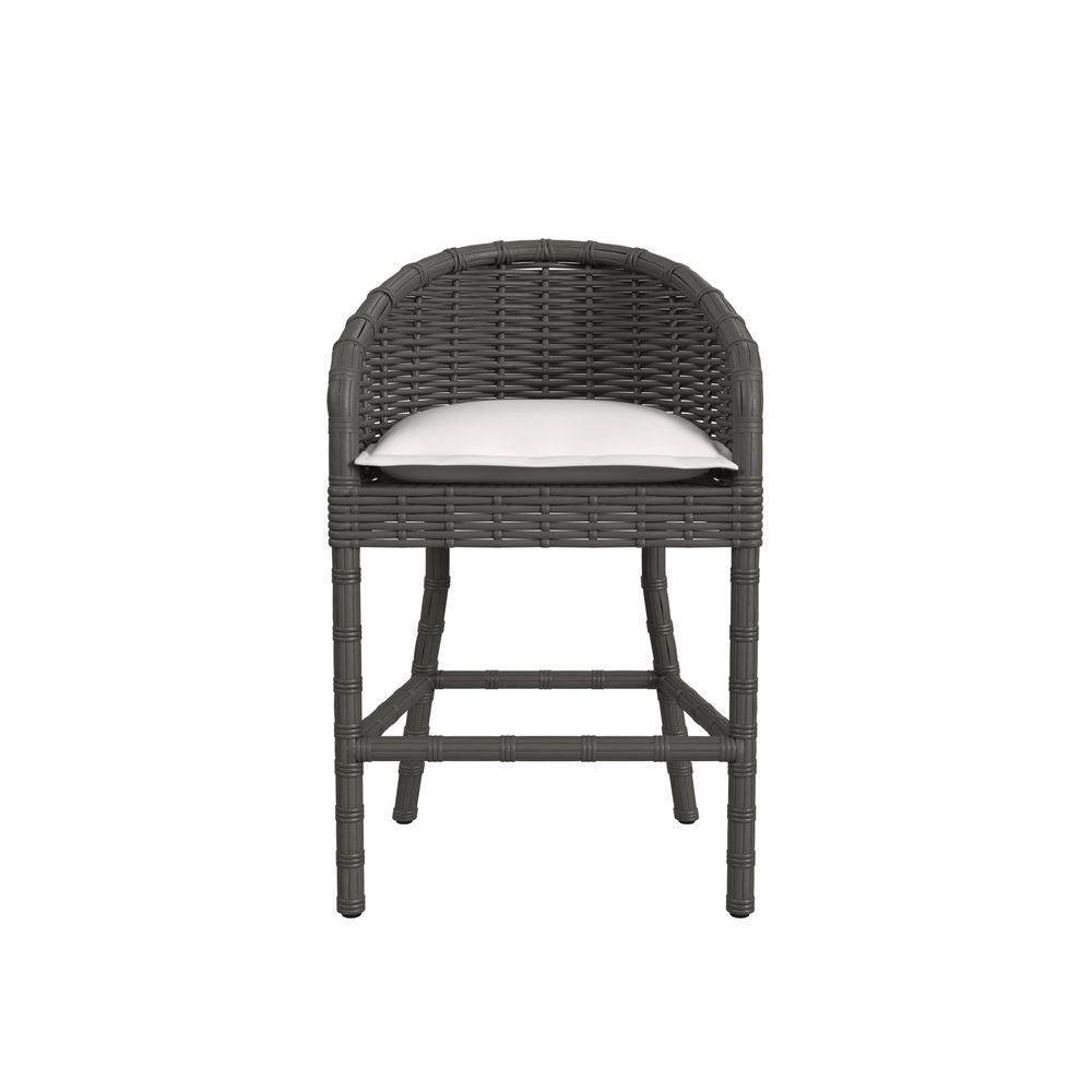 Outdoor Bar Stools Cabo Barstool in Soothe Pearl w/ Flange Welt