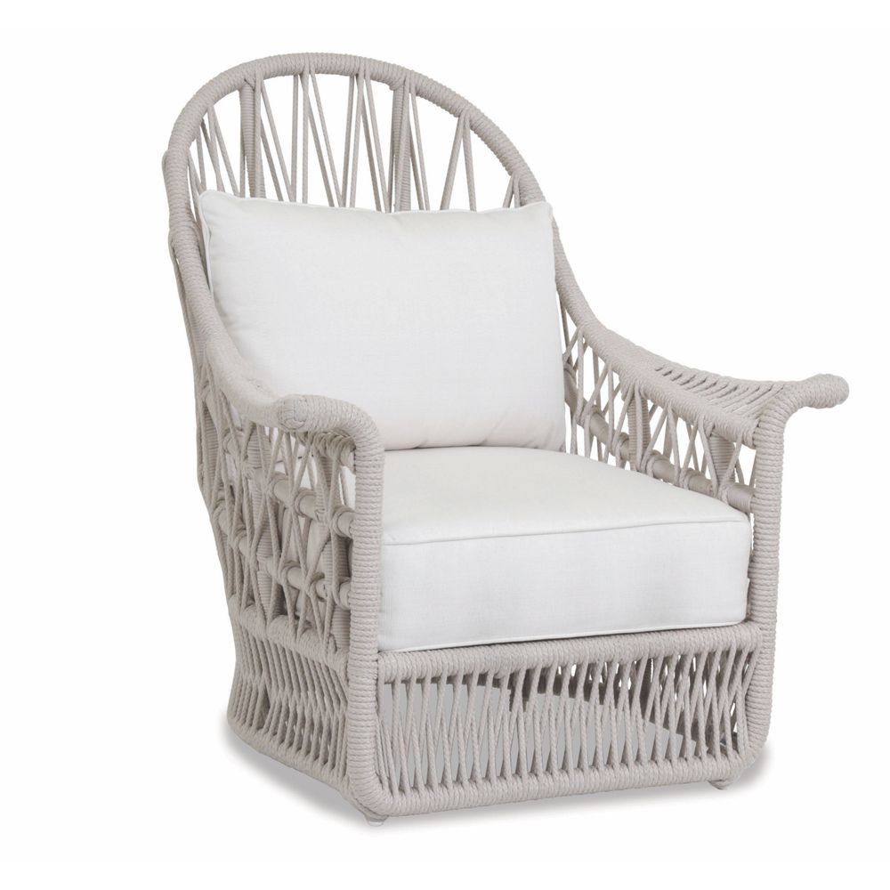 Outdoor Lounge Chairs Dana Rope Wing Chair in Linen Canvas w/ Self Welt