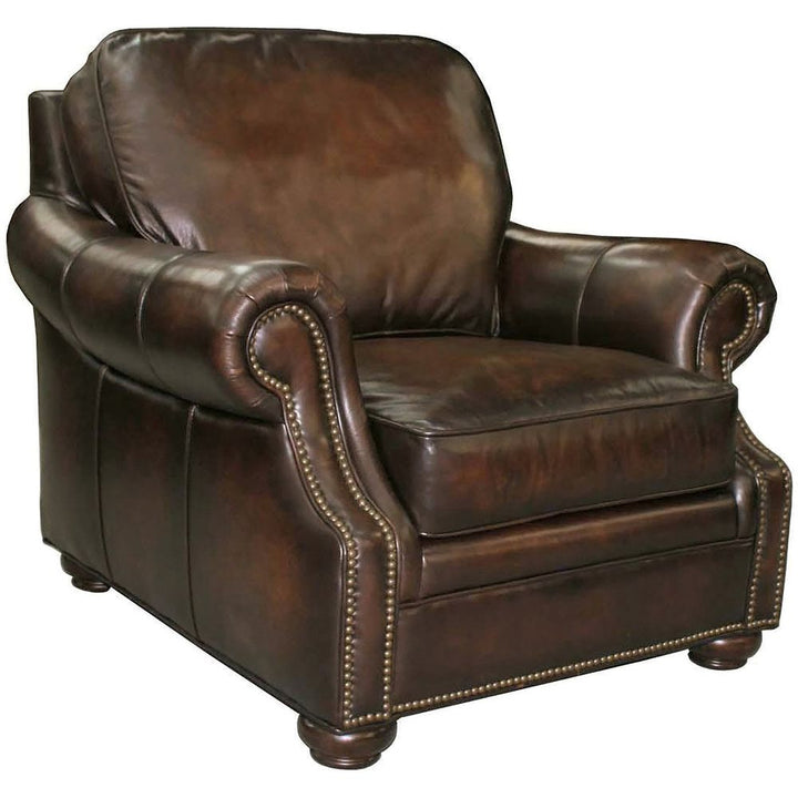 Lounge Chairs Montgomery Rolled Arm Club Chair - Brown Leather