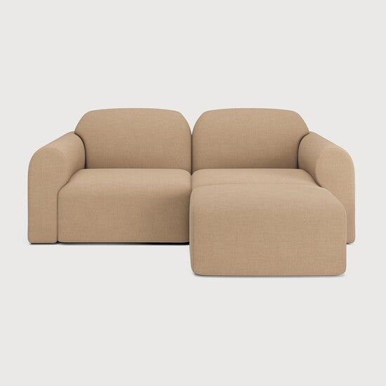 Bulky Modular Sofa Set - 2 End Seats & Footstool - Light Sepia, Standard, Right view