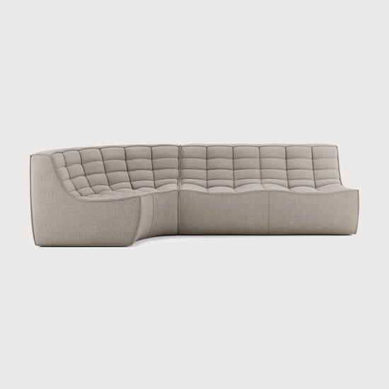 N701 Modular Sofa Set - 2-Seater, Corner - Ecru - upholstery with recycled cotton, 90° round corner, Left view