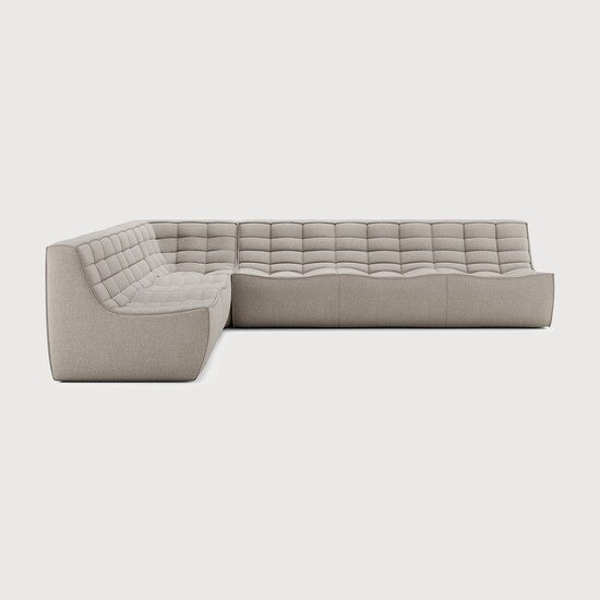 N701 Modular Sofa Set - 2-Seater, Corner & 3-Seater - Ecru - upholstery with recycled cotton, 90° square corner, Left view