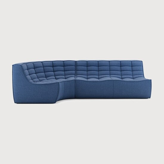N701 Modular Sofa Set - 2-Seater, Corner - Blue - standard upholstery, 90° round corner, Left view