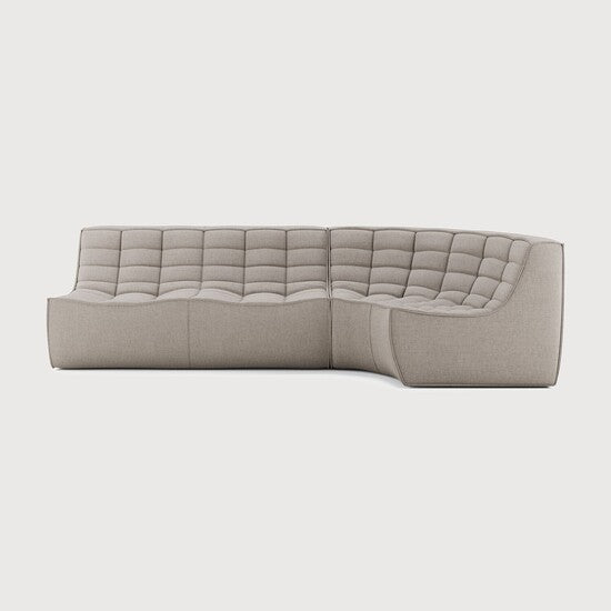 N701 Modular Sofa Set - 2-Seater, Corner - Ecru - upholstery with recycled cotton, 90° round corner, Right view
