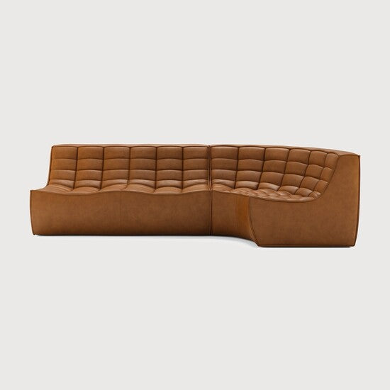 N701 Modular Sofa Set - 2-Seater, Corner - Old Saddle - aniline leather, 90° round corner, Right view